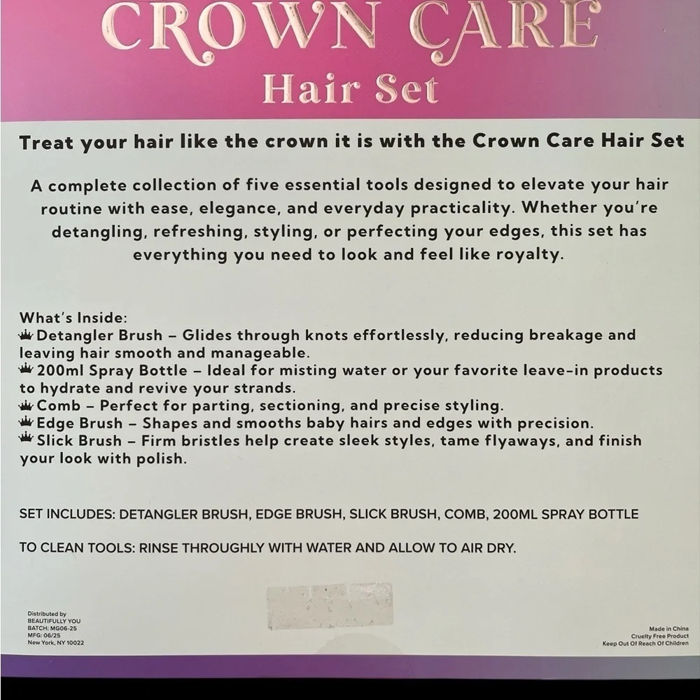Beautifully You Crown Care Hair Tool Set 5 Tools